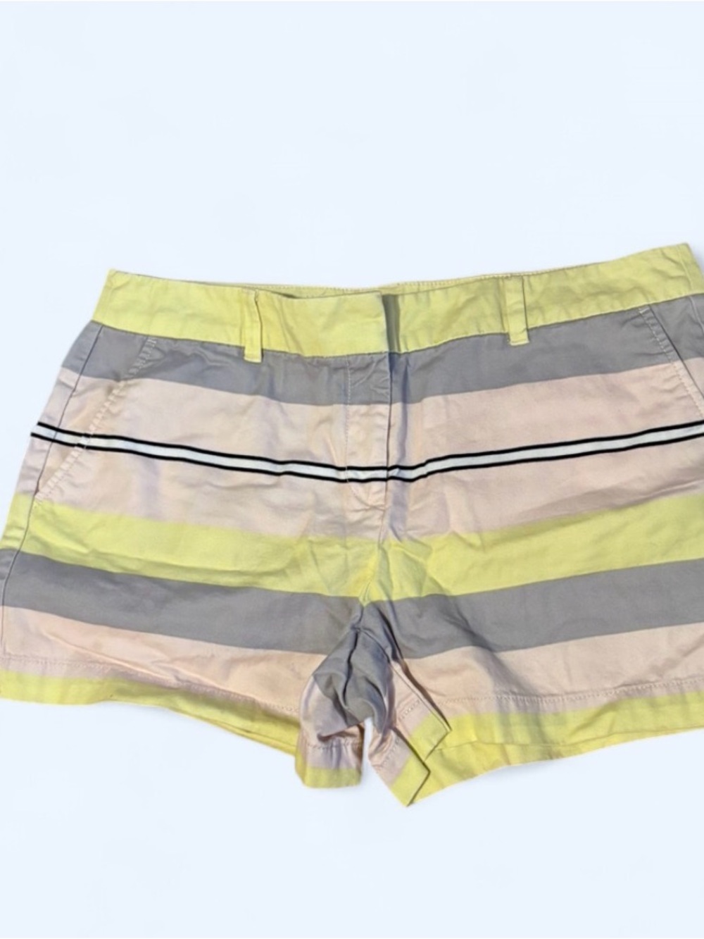 LOFT Yellow, Gray & Cream Striped Women’s Shorts